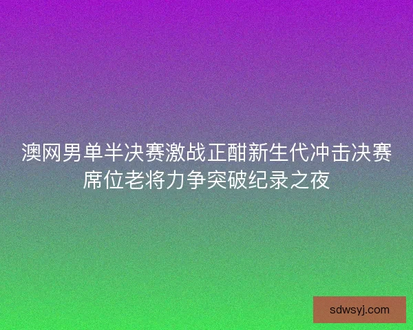 澳网男单半决赛激战正酣新生代冲击决赛席位老将力争突破纪录之夜