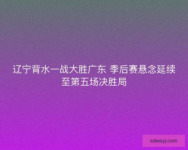 辽宁背水一战大胜广东 季后赛悬念延续至第五场决胜局 辽宁背水一战大胜广东 季后赛悬念延续至第五场决胜局