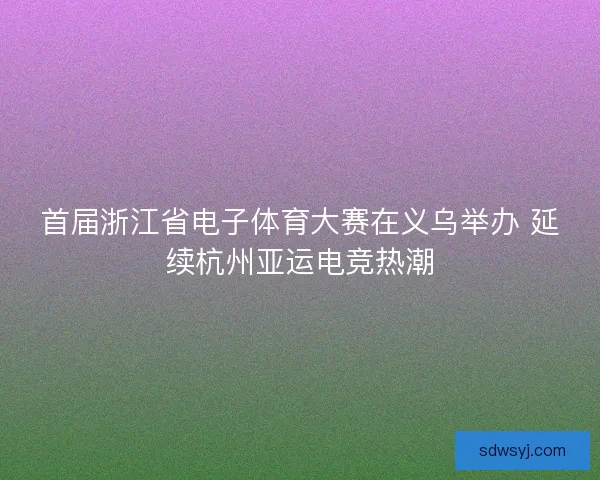 首届浙江省电子体育大赛在义乌举办 延续杭州亚运电竞热潮 首届浙江省电子体育大赛在义乌举办 延续杭州亚运电竞热潮