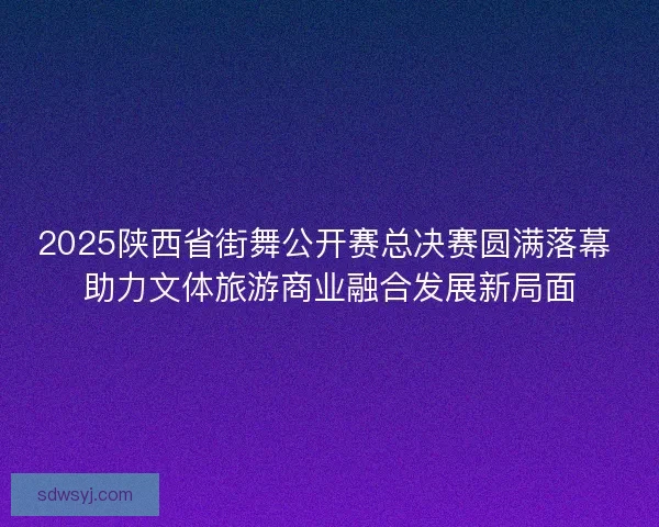2025陕西省街舞公开赛总决赛圆满落幕 助力文体旅游商业融合发展新局面