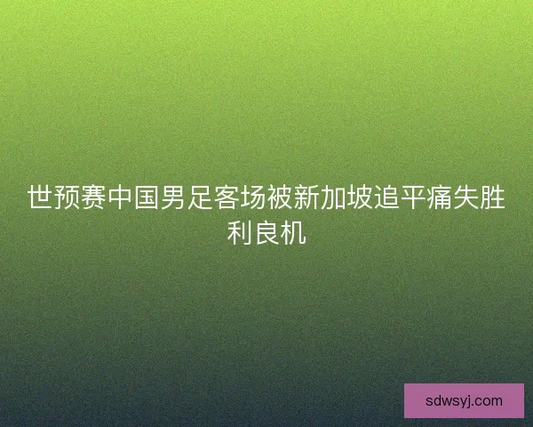 世预赛中国男足客场被新加坡追平痛失胜利良机