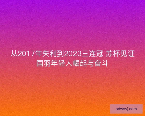 从2017年失利到2023三连冠 苏杯见证国羽年轻人崛起与奋斗