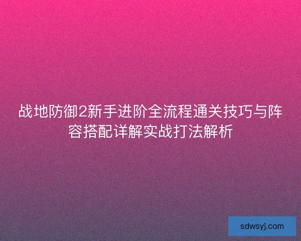 战地防御2新手进阶全流程通关技巧与阵容搭配详解实战打法解析